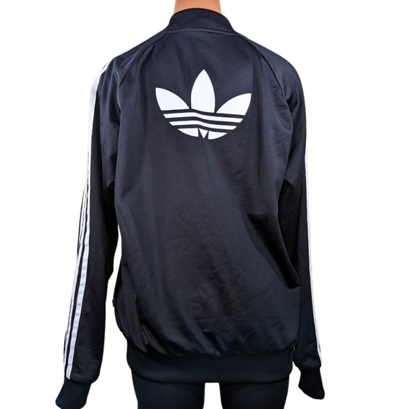 Adidas Womens Large Superstar Black & White Full Zip Trefoil Track Jacket - Picture 5 of 15
